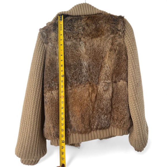 Real rabbit Fur and Knit Jacket in Brown and Tan - Picture 4 of 6